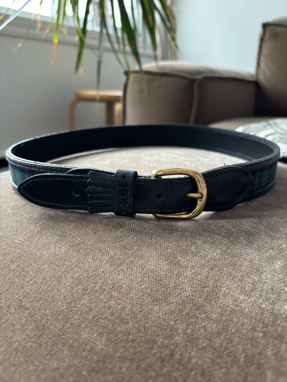 Women Leather Belt with Gold Buckle